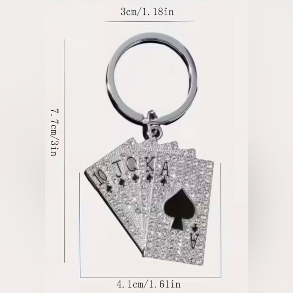 Silver Playing Card Keychain - Picture 3 of 4